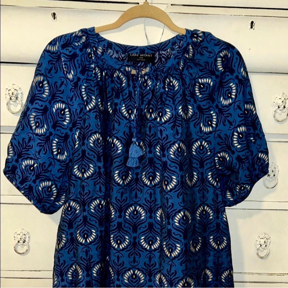 Lane Bryant Blue Patterned Blouse